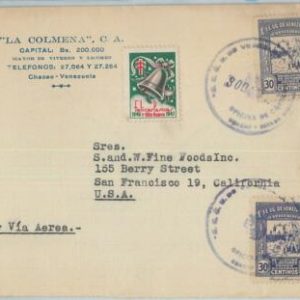 74566 - VENEZUELA - POSTAL HISTORY - COVER front to USA 1947 - XMAS Tuberculosis