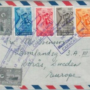 74573 - VENEZUELA - POSTAL HISTORY -  REGISTERED COVER to SWEDEN  1950