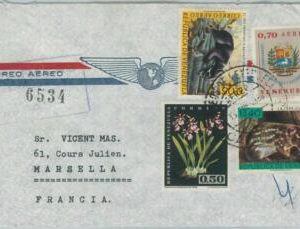 74586 - VENEZUELA - POSTAL HISTORY -  REGISTERED COVER to FRANCE 1966 orchids
