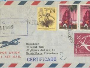 74587 - VENEZUELA - POSTAL HISTORY -  REGISTERED COVER to FRANCE Sport PETROL