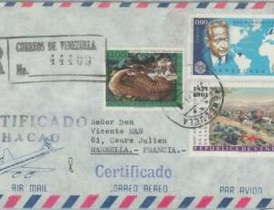 74589 - VENEZUELA - POSTAL HISTORY -  REGISTERED COVER to FRANCE  Maps WAR