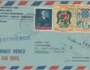 74591 - VENEZUELA - POSTAL HISTORY -  Airmail COVER to FRANCE 1963 Maps uniforms
