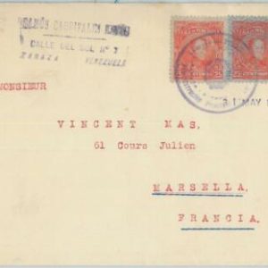 74598 - VENEZUELA - POSTAL HISTORY -  twin values on COVER to FRANCE 1934