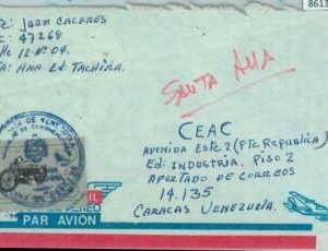 86135 - VENEZUELA - POSTAL HISTORY -  INTERNAL  Airmail COVER 1980's Motorcycle