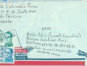 86142 - VENEZUELA - POSTAL HISTORY - COIL STAMPS on INTERNAL  Airmail COVER 1985
