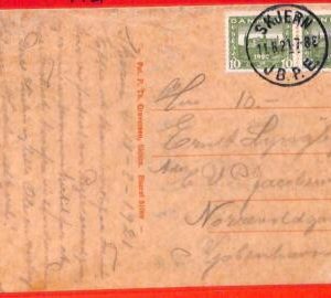 aa0649 - DENMARK - Postal History - JBPE  TRAIN POSTMARK on POSTCARD  1921