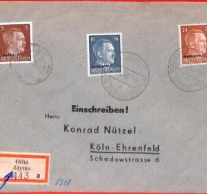 aa0655 - GERMANY Ostland LITHUANIA - Postal History - REGISTERE COVER Olita 1943