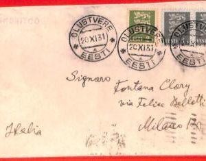 aa0657 - ESTONIA - Postal History - COVER from Olustvere to Italy 1931