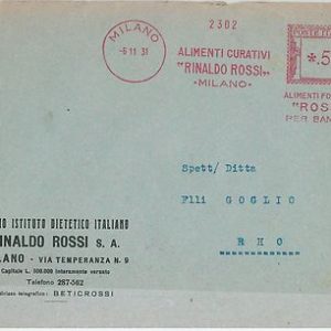 63264 - ITAY - POSTAL HISTORY - RED MECHANICAL POSTMARK   1931 -  GASTRONOMY