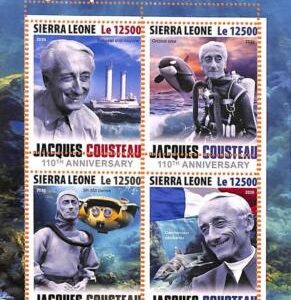 A6896 - SIERRA LEONE - ERROR MISPERF Stamp Sheet-2020-Jacques Cousteau,sciences