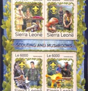 A6972 - SIERRA LEONE, Error, 2016, MISPERF MINIATURE SHEET: Mushrooms, Boy Scout