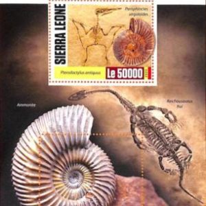 A6976 - SIERRA LEONE, Error, 2020, MISPERF SOUVENIR SHEET: Fossils, Prehistory