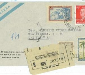 aa3085 - ARGENTINA - POSTAL HISTORY - Registered COVER to ITALY  1956