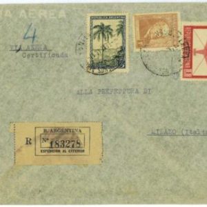 aa3090 - ARGENTINA - POSTAL HISTORY - Registered Airmail COVER to ITALY  1948