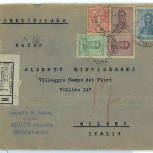 aa3094 - ARGENTINA - POSTAL HISTORY - Registered COVER to ITALY 1922 Telegrafo