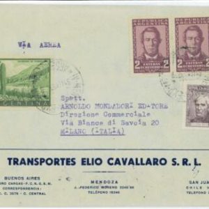 aa3095 - ARGENTINA - POSTAL HISTORY -  AIRMAIL COVER :  MENDOZA to ITALY   1959