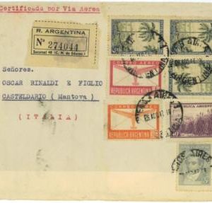 aa3103 - ARGENTINA - POSTAL HISTORY - Registered Airmail COVER to ITALY  1947