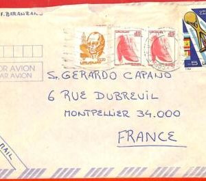 aa2453 - URUGUAY - Postal History -  COVER to FRANCE - FOOTBALL FIFA 1981