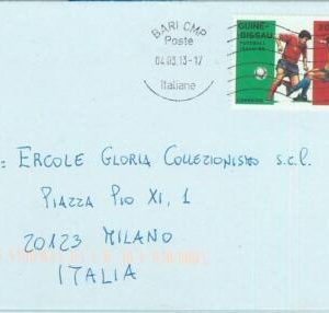 67890 - POSTAL HISTORY: GUINEA BISSAU stamp used  in ITALY 2013: FOOTBALL