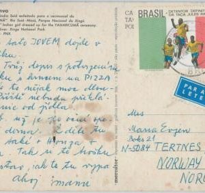 77781 - BRAZIL - Postal History - single FOOTBALL stamp on POSTCARD to NORWAY
