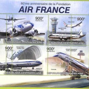 A7595 - CENTRAFRICAINE- ERROR MISPERF Stamp Sheet - 2021 -  TRANSPORT Airplanes
