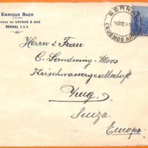 aa2809 - ARGENTINA - POSTAL HISTORY -  COVER from BERNAL  to SWITZERLAND   1912