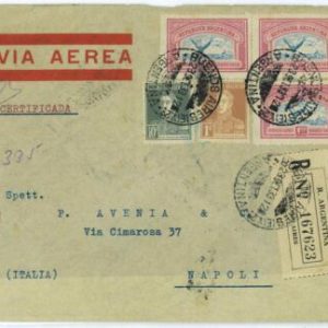 aa2977 - ARGENTINA - POSTAL HISTORY - Registered Airmail COVER to   ITALY 1933