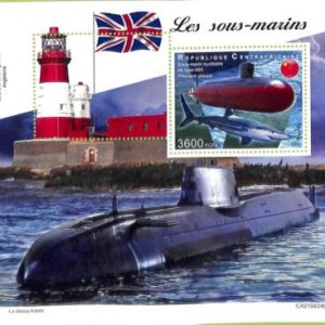 A7598 - CENTRAFRICAINE - ERROR MISPERF Stamp Sheet - 2021 - FLAGS  Submarines
