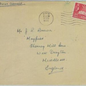 90561 -  ADEN - POSTAL HISTORY -  Single stamp on COVER  to  ENGLAND 1955