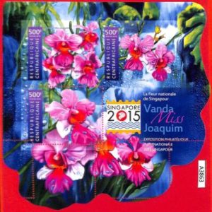 A3863 - Central African Rep - ERROR MISPERF, Mini sheet - 2015 Orchids, Flowers