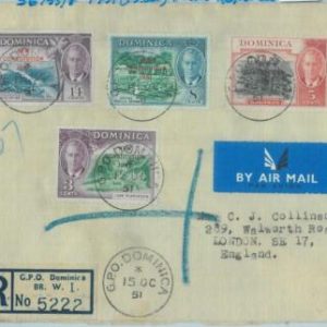 83323 - DOMINICA - POSTAL HISTORY -  REGISTERED  FDC Cover  ROYALTY  1951
