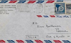 Rotary MAPS airplanes -  CHILE -  POSTAL HISTORY - AIRMAIL COVER to ITALY - 1961