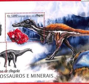 A1541 - ANGOLA - ERROR: MISSPERF  SOUVENIR SHEET - 2018, Dinosaurs, Minerals