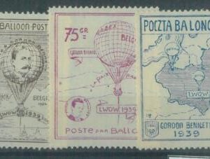 88255 - POLAND - STAMPS : set of 3 Poster stamps for BALLOON MAIL  1939
