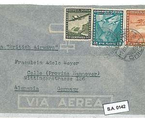 CHILE  - POSTAL HISTORY: COVER to GERMANY with BRITISH CENSOR TAPE - via B.A.