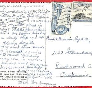 aa2336 - GIBRALTAR - Postal History - POSTCARD to USA 1950'S