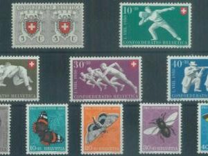87013 - SWITZERLAND  - STAMPS -  COMPLETE YEAR set 1950 MNH Butterflies SHOOTING