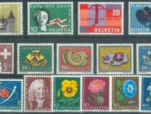 87017 - SWITZERLAND - STAMPS - COMPLETE YEAR set 1957/8  MNH Butterflies MINERAL
