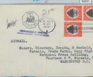 82651 -  SOUTH AFRICA  - POSTAL HISTORY -  COVER to USA 1950 Taxed on arrival