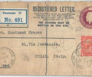 72436 - GREAT BRITAIN  - 6POSTAL STATIONERY COVERto ITALY with PERFIN stamp 1926