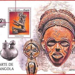 A1562 - ANGOLA - ERROR: MISSPERF  SHEET - 2019, African art, artcrafts, masks