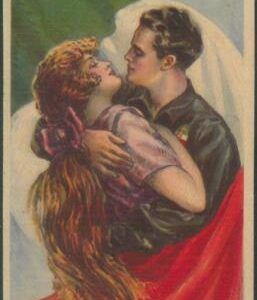 LIB058 - VINTAGE POSTCARD - Glamour ARTIST SIGNED: CORBELLA military black shirt