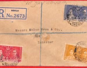 aa3800 - NORTHEN RHODESIA - POSTAL HISTORY - Registered FDC COVER  1937  ROYALTY