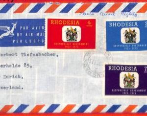 aa2364 - Rhodesia  - POSTAL HISTORY -  AIRMAIL COVER to SWITZERLAND  1973