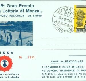 86599 - ITALY - Postal History - SPECIAL POSTCARD & postmark 1966 Monza F1 Cars