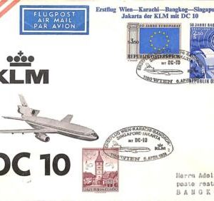 aa7080 - AUSTRIA - Postal History - FIRST FLIGHT: Wien  Karachi  Bangkok 1974