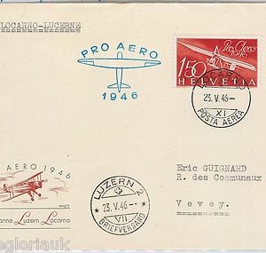 AIRMAILspecial  FLIGHT COVER - SWITZERLAND : Locarno - Luzern  - 23.05.1946
