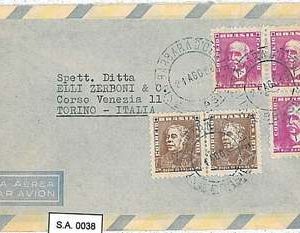 BRAZIL  - POSTAL HISTORY  -  AIRMAIL COVER to ITALY - 1958