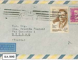 BRAZIL  - POSTAL HISTORY  -  AIRMAIL COVER to ITALY - 1960