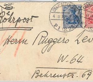 56156 - GERMANY - POSTAL HISTORY: PNEUMATIC MAIL COVER 1910